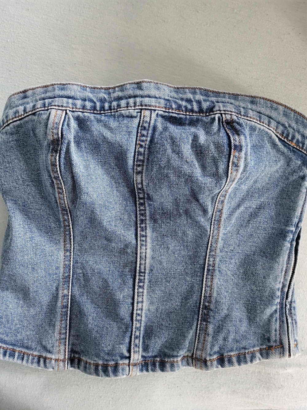 Abercrombie & Fitch Light Blue Denim Corset Top